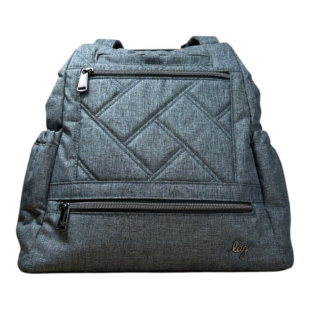 Lug Skyhop Gray Quilted Polyester Backpack Bag Convertible